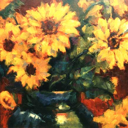 Sunflowers, Oil Paint, 19 1/2x15 1/2